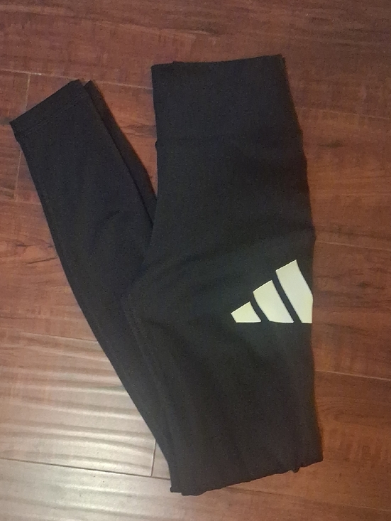 adidas Pants - adidas Black Athletic Leggings with White Three-Stripe Logo